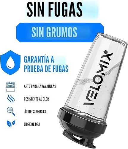 Miniatura 3 de VELOMIX -Paquete de 2 botellas mezcladoras de proteínas de 28 onzas para mezclas de proteínas - 2 batidores de alambre  Vasos agitadores a prueba de