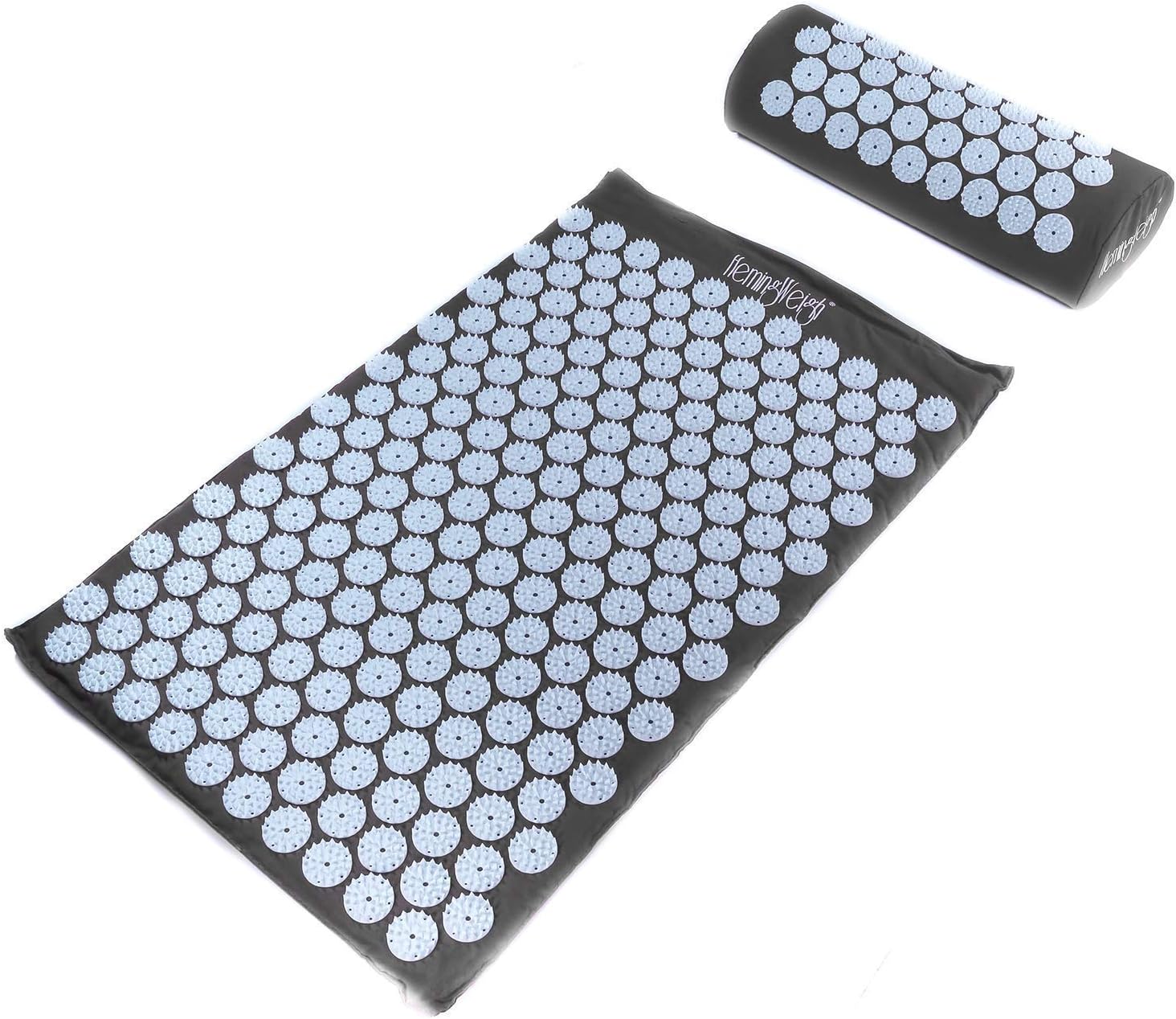 HemingWeigh Complete Acupressure Body Mat and Pillow Set with Bag, For Neck, Upper and Lower Back Pain Relief, Black: Sports & Outdoors