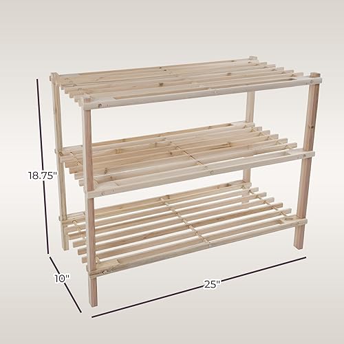 Miniatura 3 de Zapatero de madera banco de almacenamiento clóset baño cocina organizador de entrada 3 niveles por Lavish Home