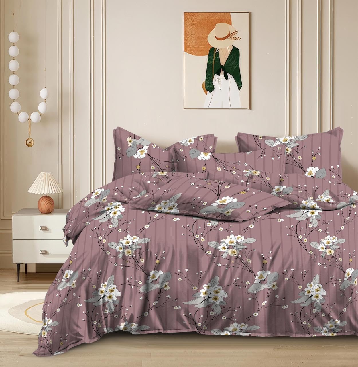 DECOMIZER AquaDamasFlower Bed Sheet Set - Soft Cotton -11 DECOMIZER AquaDamasFlower Bed Sheet Set - Soft Cotton -11