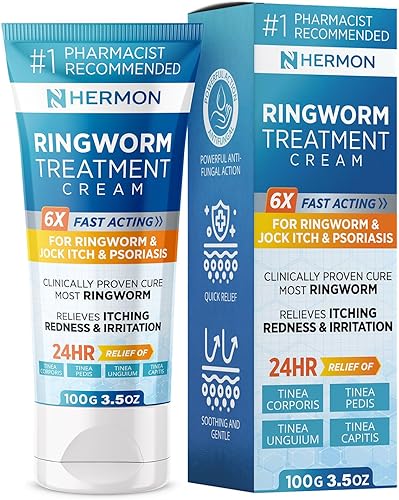 Hermon Potente crema antifúngica para tiña – Tratamiento eficaz para tiña rebelde, picazón deportista, eczema, tiña versicolor, pie de atleta, para