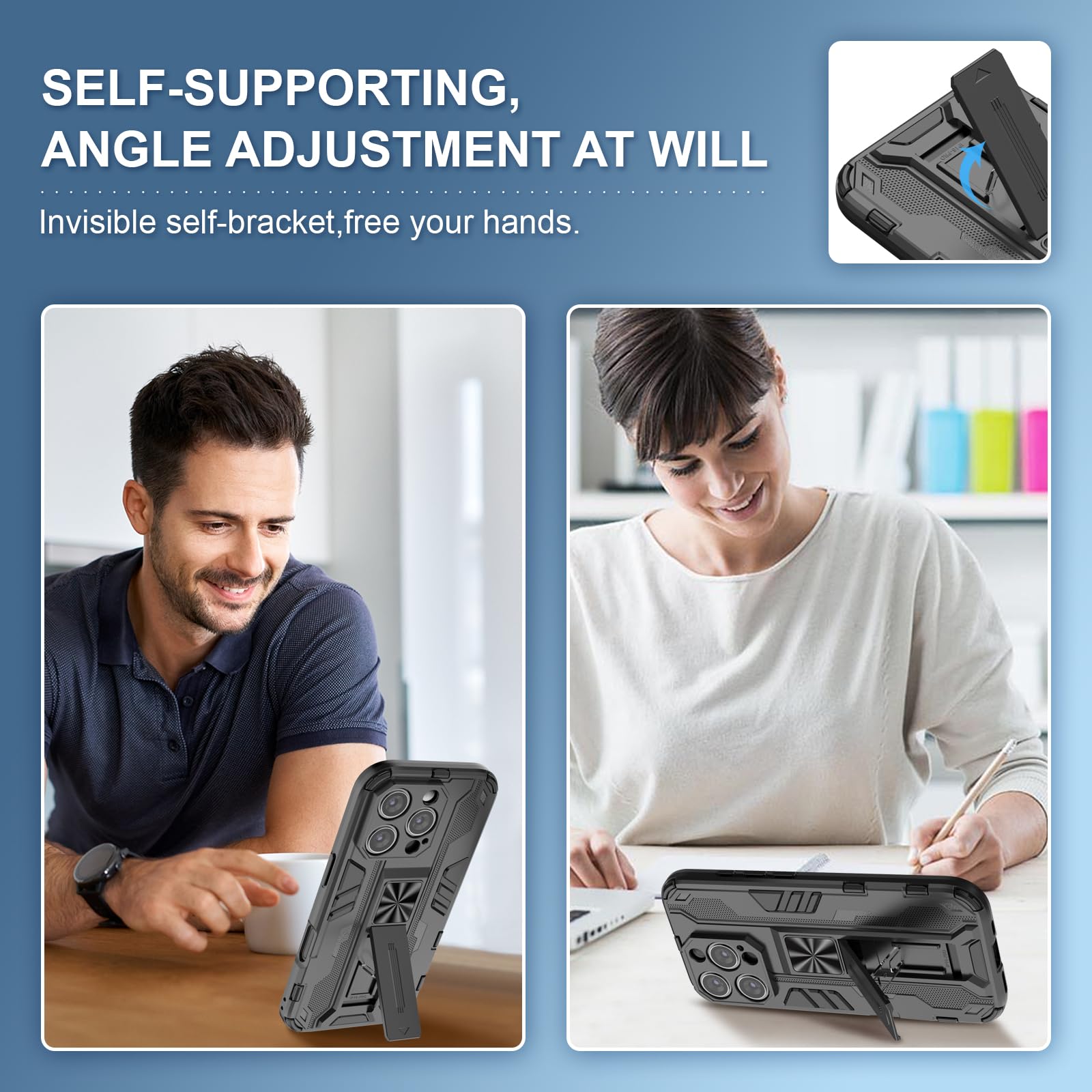Funda para Xiaomi Redmi Note 15 Pro 5G, Carcasa Antigolpes con Soporte anular metálico, Case Protectora de Grado Militar, Azul — view 556