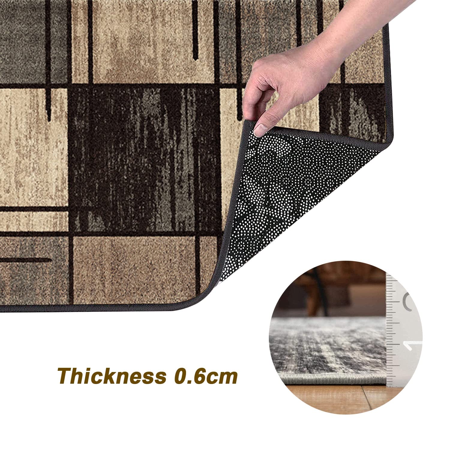 Tappeto Runner Antiscivolo Beige Marrone 70x200 Cm – Lavabile In Lavatrice, Ideale Per Corridoio, Cucina E Ingresso