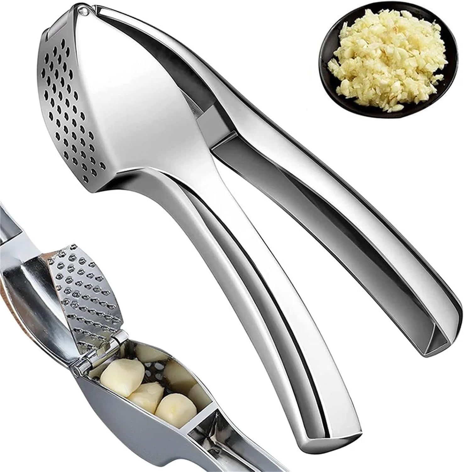 Garlic Press 4pcs Garlic Crusher Tool - Manual Press, Ergonomic Grip, Anti-Rust