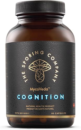 Mycoveda Cognition Lions Mane Hongo, Bacopa Monnieri  Suplemento natural para una mejor cognición y concentración