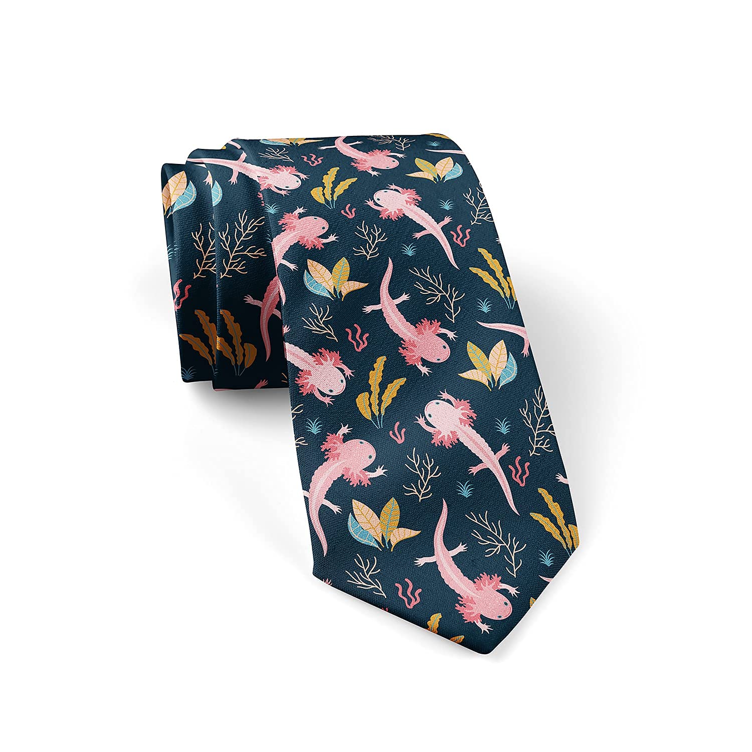 zerosevenee Axolotl Men's Skinny Tie Fashion Necktie, Great for Weddings, Groom, Groomsmen, Missions, Dances, Gifts.