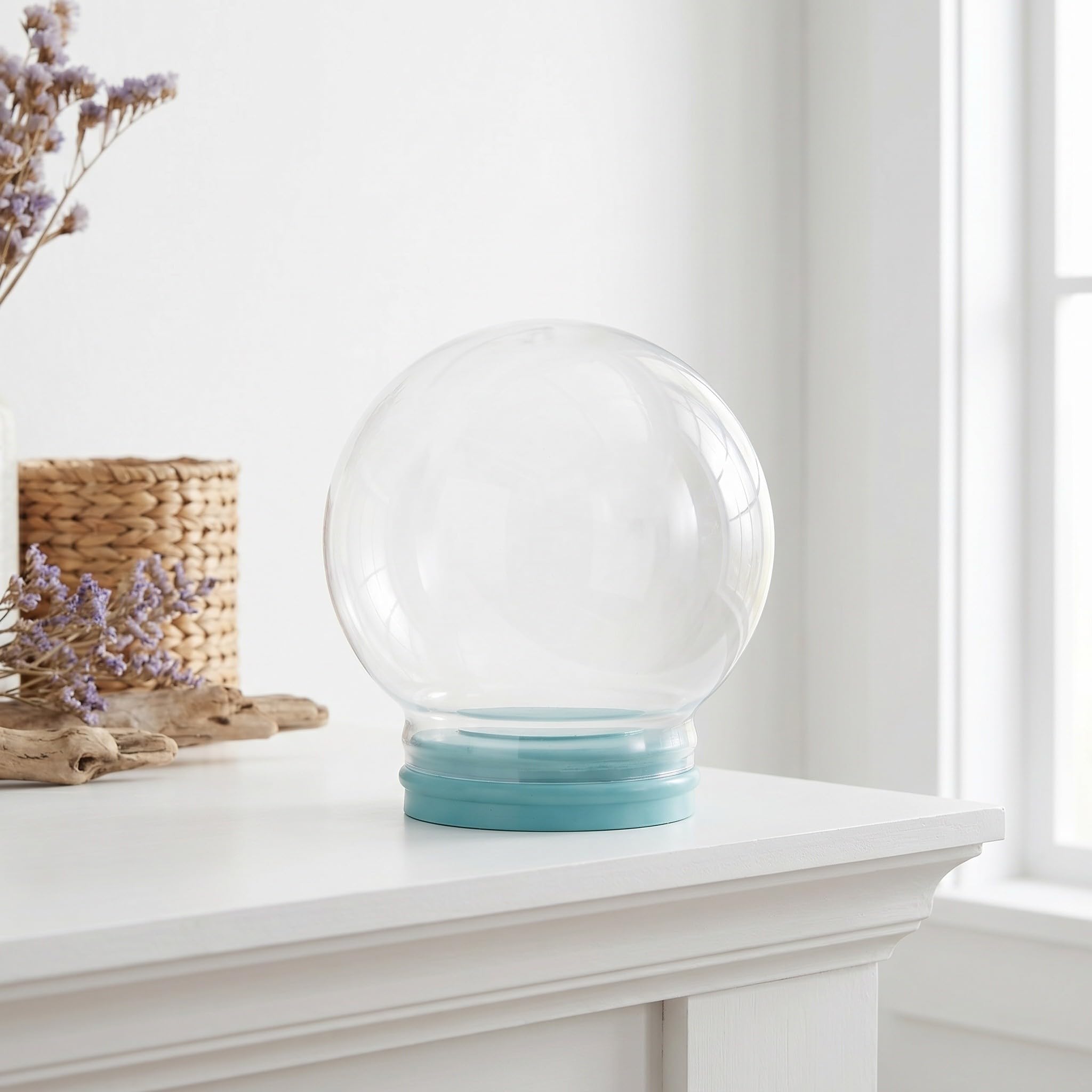 EXCEART Bola de Cristal Vacía con Base de Goma Esfera de Agua Transparente Reutilizable para Manualidades Inserciones de Fotos y Decoración Navideña