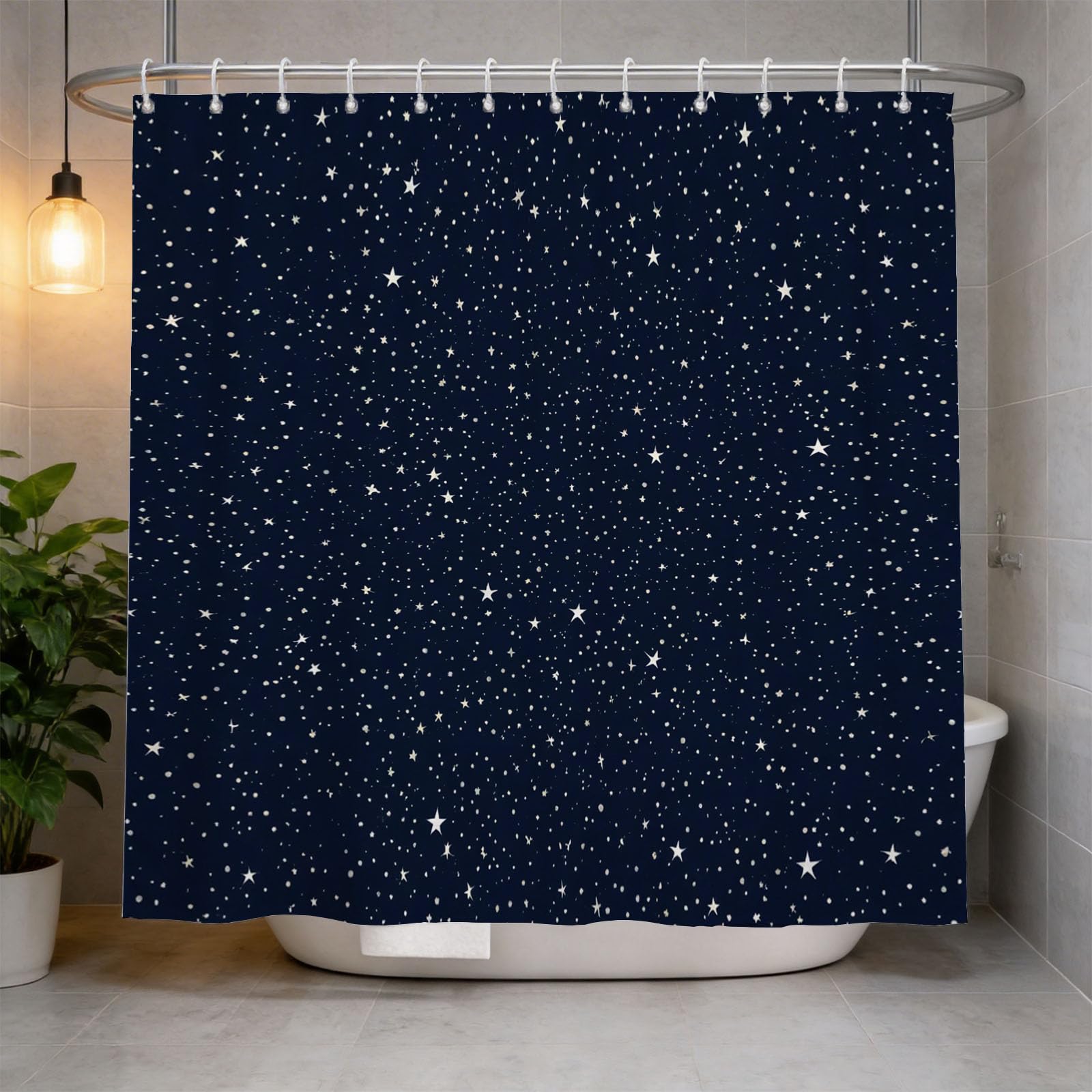 Hongduo 3D Starry Sky Shower Curtain for Stalls Bathtubs Minimalistic Bathroom Decor Shower Curtain Set Polyester Fabric Waterproof 120x180cm/48X71 Inch with Hooks