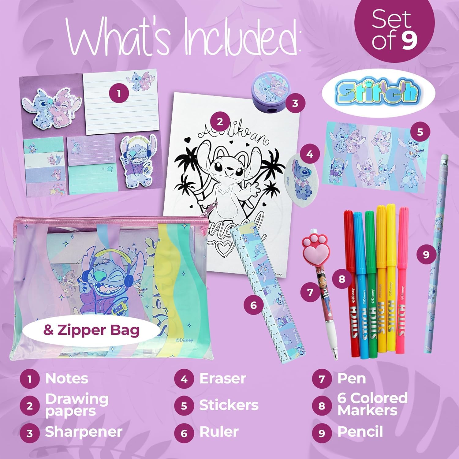 Disney Stitch Stationery Set, Lilo and Stitch Stationery, Stitch Colouring Set - Image 3