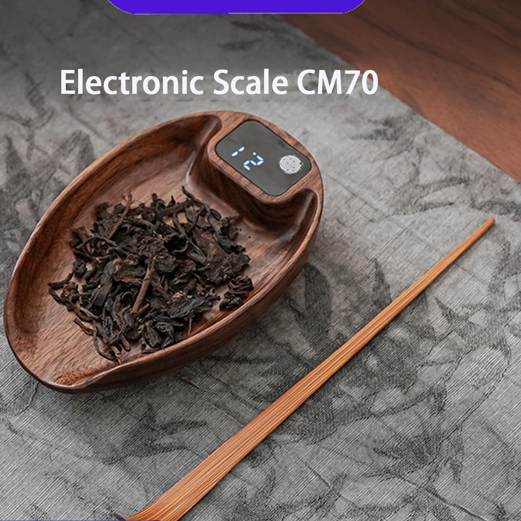 Bilancia elettronica compatta con Per scala di configurazione, cavo | ricarica e manuale di istruzioni. Idea regalo per gli amanti del caffè o del tè. Legno massello.