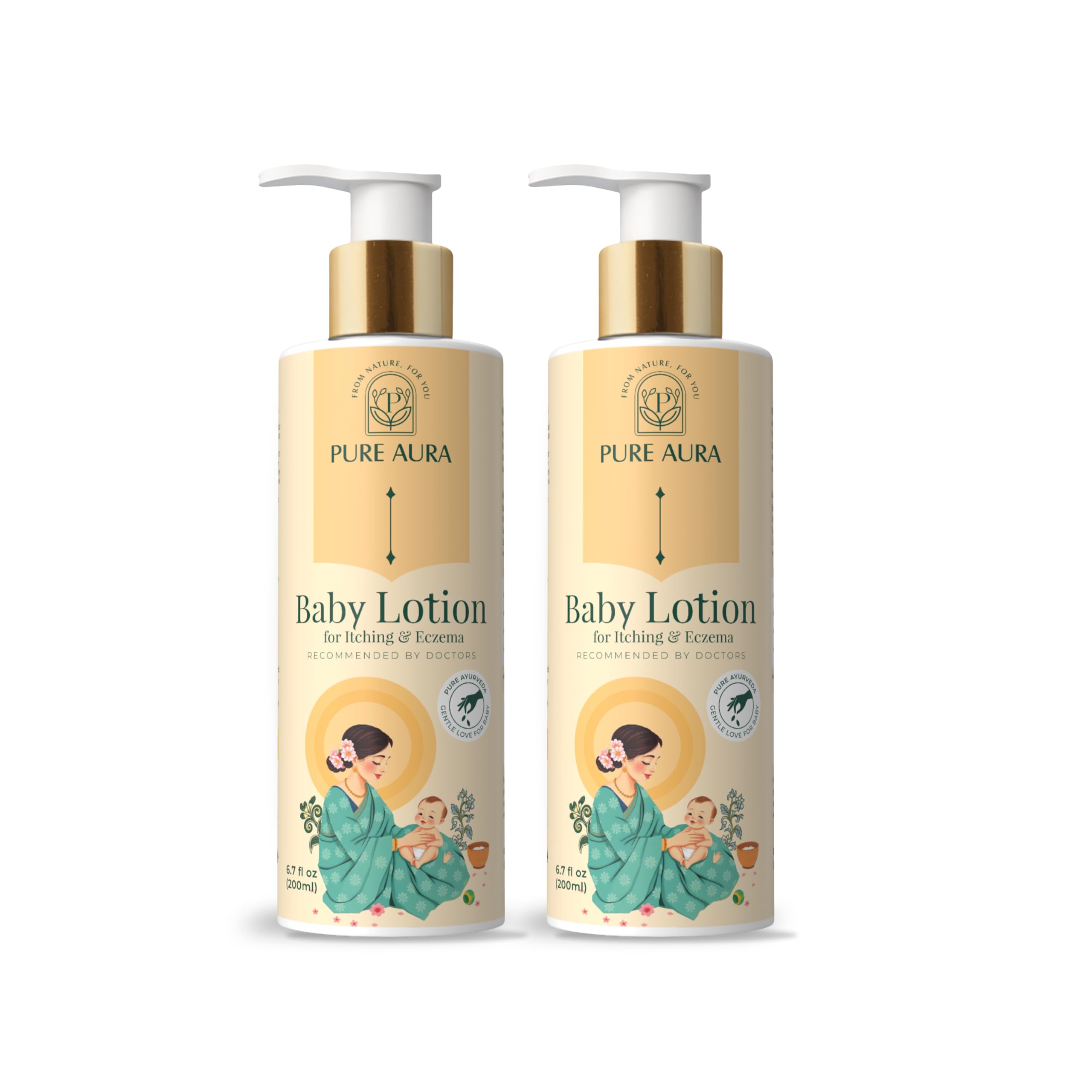 Pure Aura Baby Lotion for Itching & Eczema Relief (Pack of 2, 200ml) | Ayurvedic & Chemical-Free | Safe for Newborns & Kids | Doctor Recommended | Daily Use Moisturizer for Dry, Sensitive Skin | India-image-22