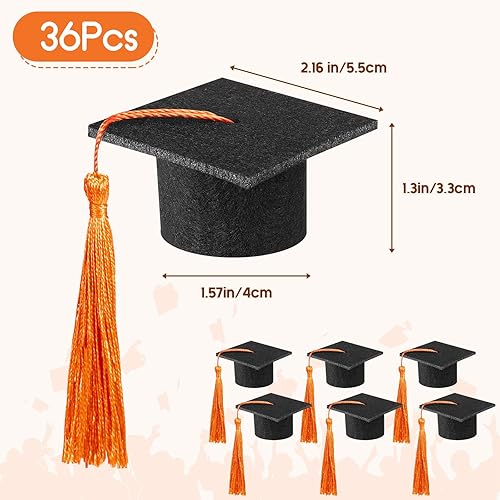 Miniatura 9 de 36 mini gorras de graduación 2024 con borlas para botellas de vino de graduación (gorra negra con borla roja)