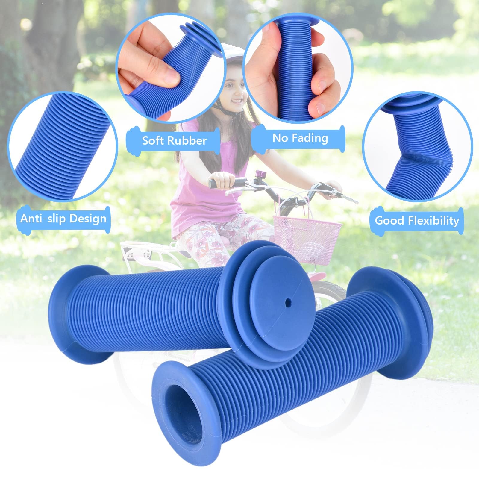 Manopole Manubrio Bici In Gomma Morbida E Antiscivolo – Impugnature Ergonomiche Per Bambino E Adulto, Facili Da Montare, Colore Tinta Unita (62g, 10x2.2cm)