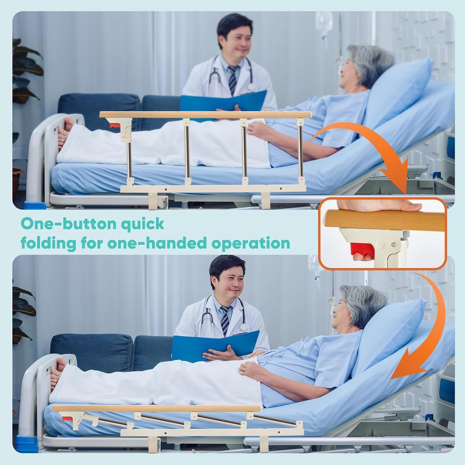 Barandillas para Camas de Adultos,barandilla Cama Adulto Plegable protección contra caídas asidero,Barandilla Cama Adulto para Bebe,Personas Mayores,Mujeres Embarazadas(95 * 40cm)