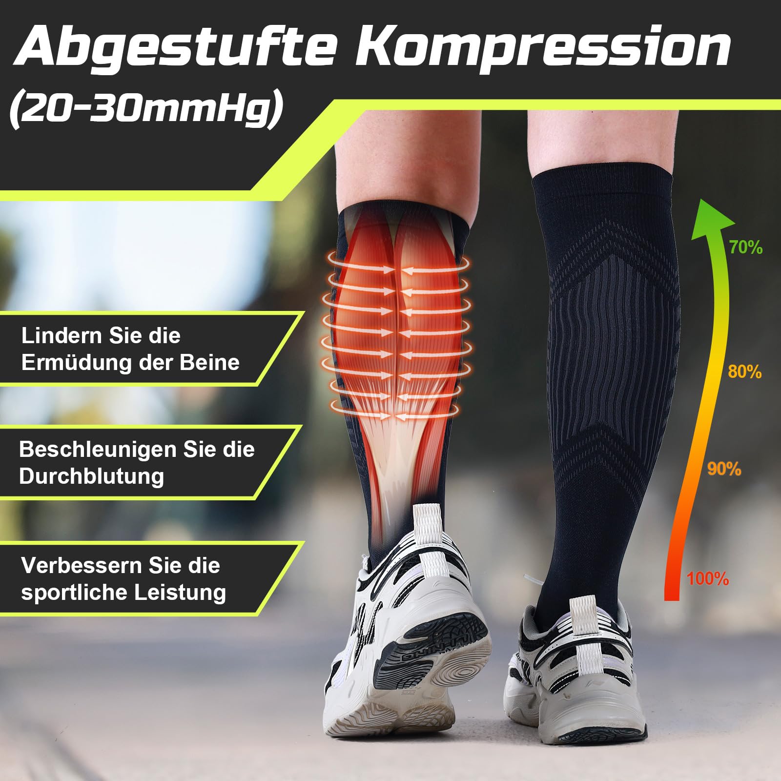PRAOAHEI 2 pares de calcetines de compresión, calcetines de compresión, calcetines de trombosis, 20-30 mmhg, calcetines de apoyo para hombre y mujer, para deportes, ciclismo, viajes, embarazo, vuelo,