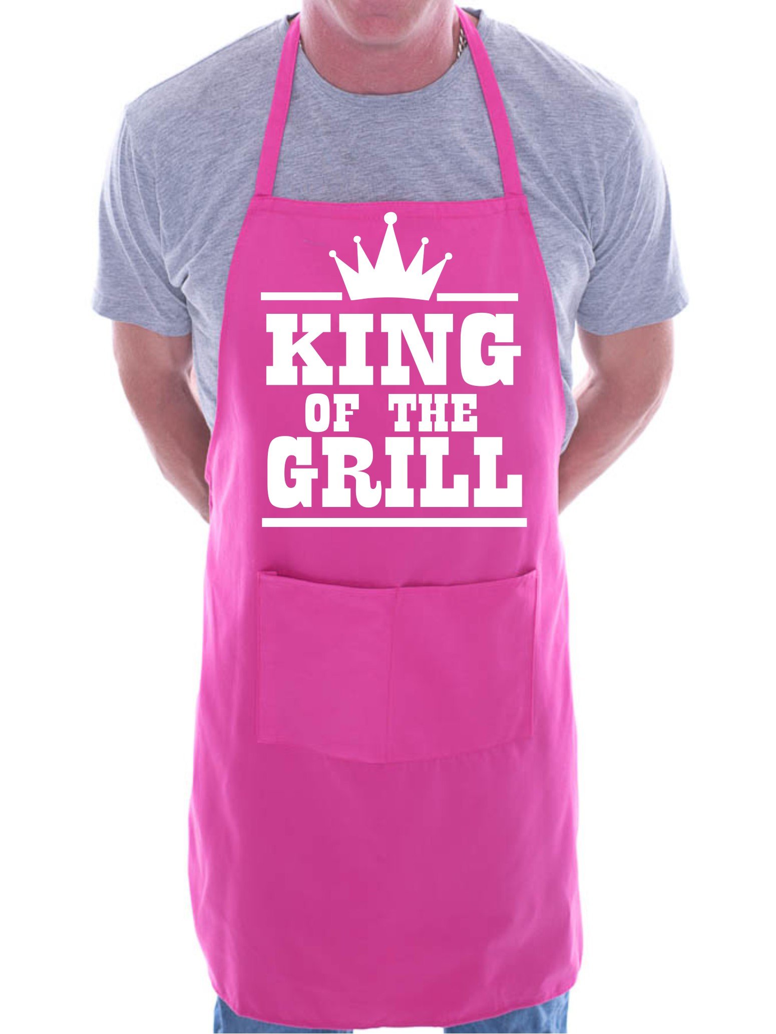 Print4u Men's Pink King Of The Grill Bbq Cooking Novelty Apron
