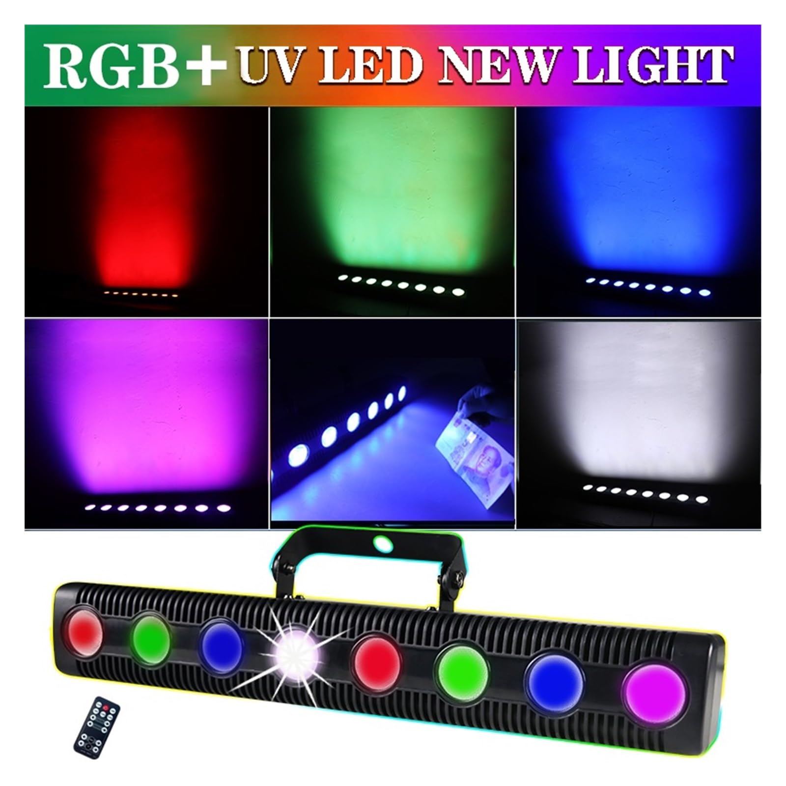 8X12W UV Suono Luci da festa Musica stroboscopica LED Luce par DJ Luci da discoteca RGBW UV DMX512 Lampada da lavaggio Stage Attrezzatura DJ Matrimonio Natale per feste, club, bar, Halloween, Natale(R
