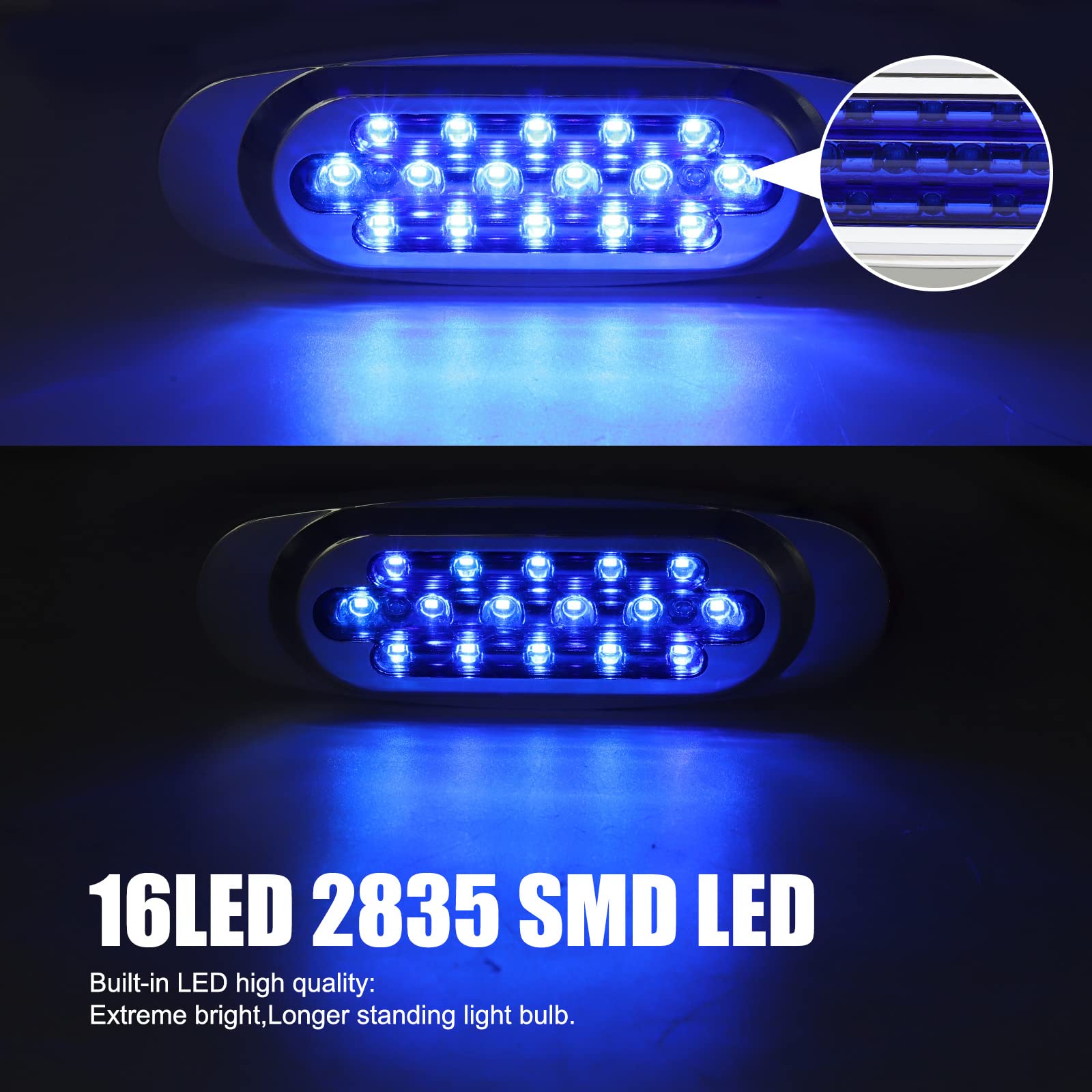 Biqing 8PCS Feux De Gabarit LED Universels 12V/24V - Bleu - Feux Latéraux Voiture Camion Remorque