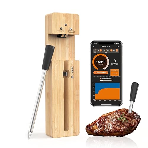 Termómetro inalámbrico inteligente para carne, termómetro Bluetooth para alimentos para parrilla, seguimiento remoto y temperatura precisa con