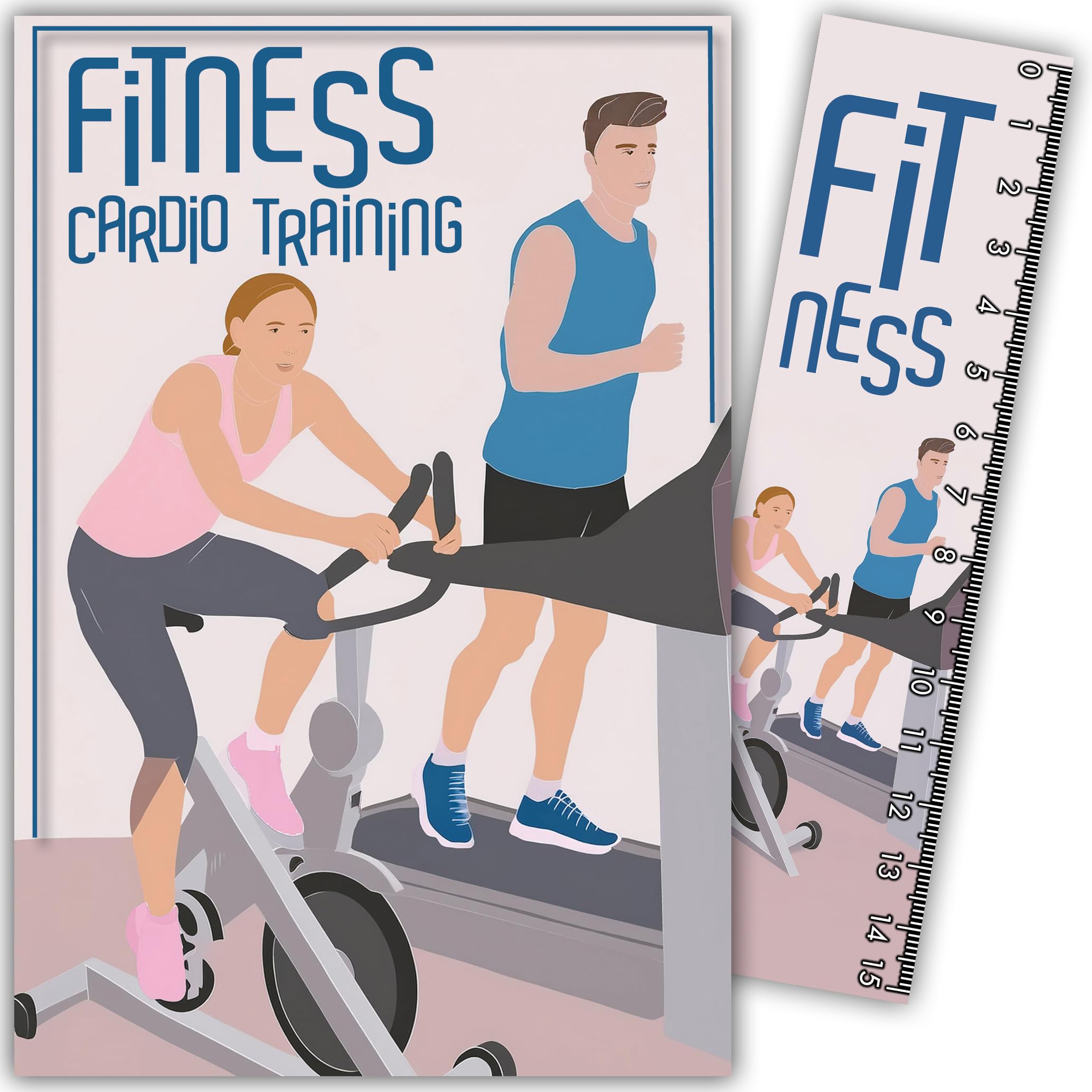 69-1024 Fitness Cardio Training Card Sports Athlete Bike – with Bookmark/Ruler 15 cm Paper and White Envelope Format 12 x 17.5 cm – Birthday or Party Gift – Made in France