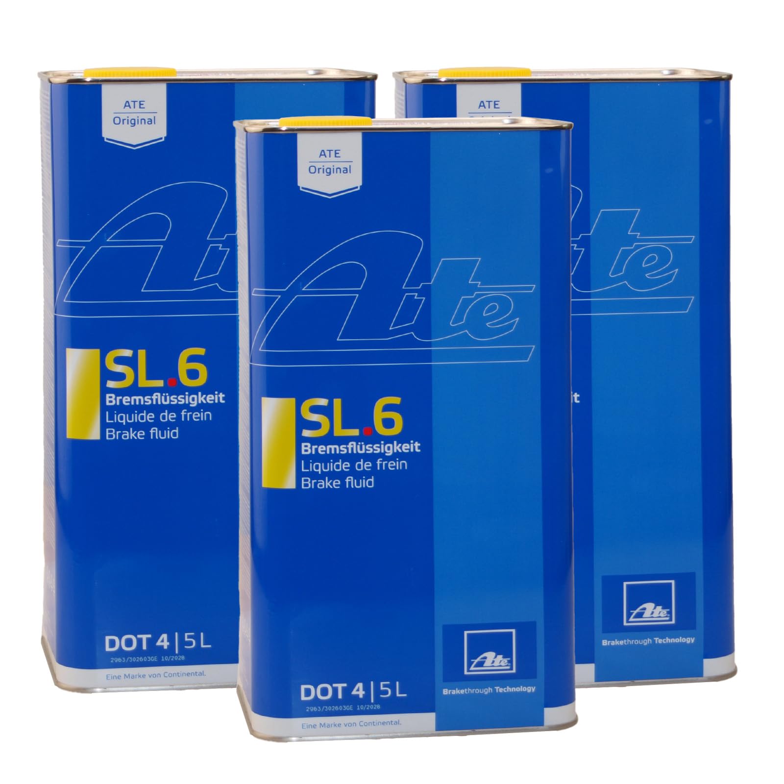 ATE 3X ORIGINAL Bremsflüssigkeit Brake Fluid SL.6 DOT 4 5 Liter / 03.9901-6403.2