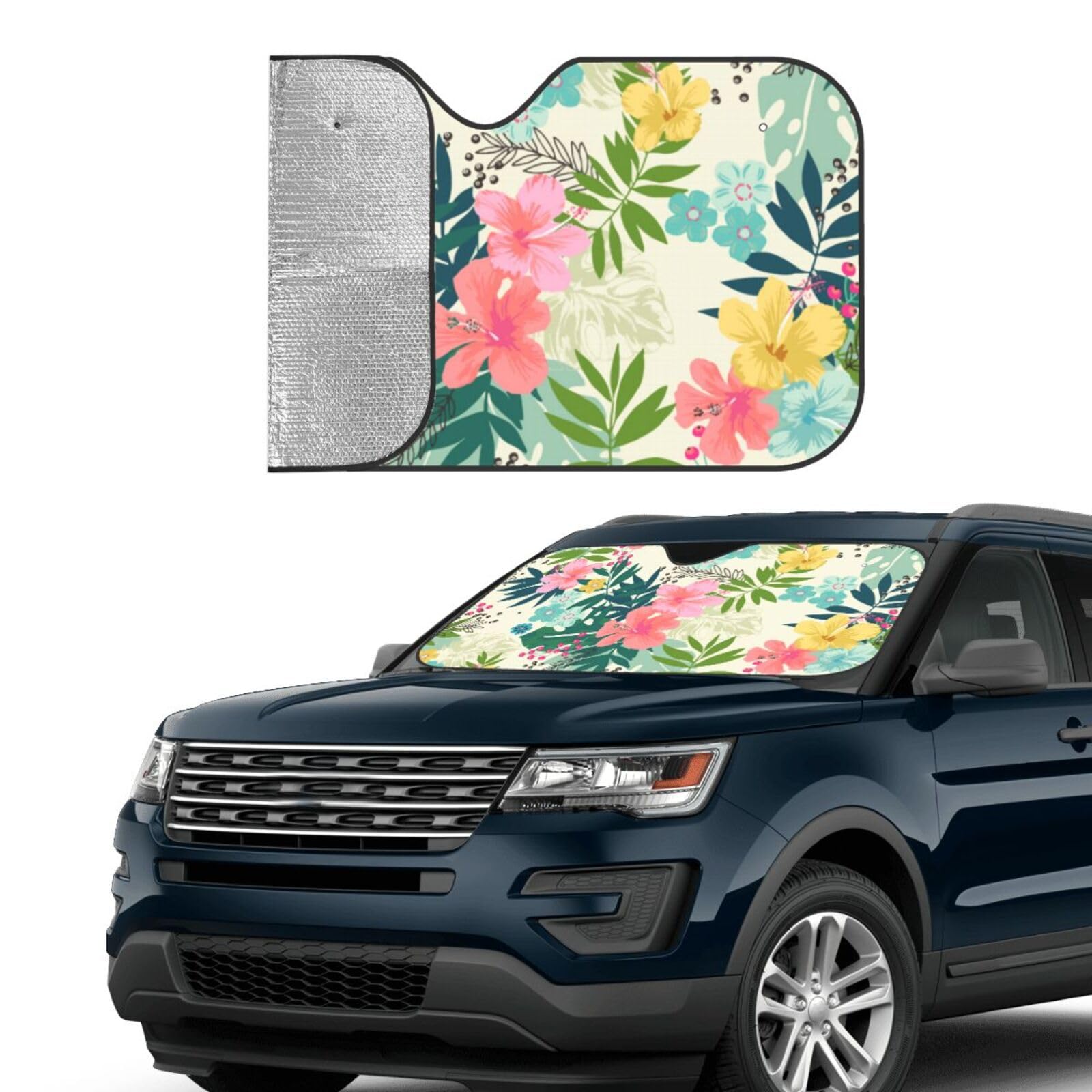 Amazon | 車用サンシェード ハワイ 花 花柄 クール アニメキャラクター 