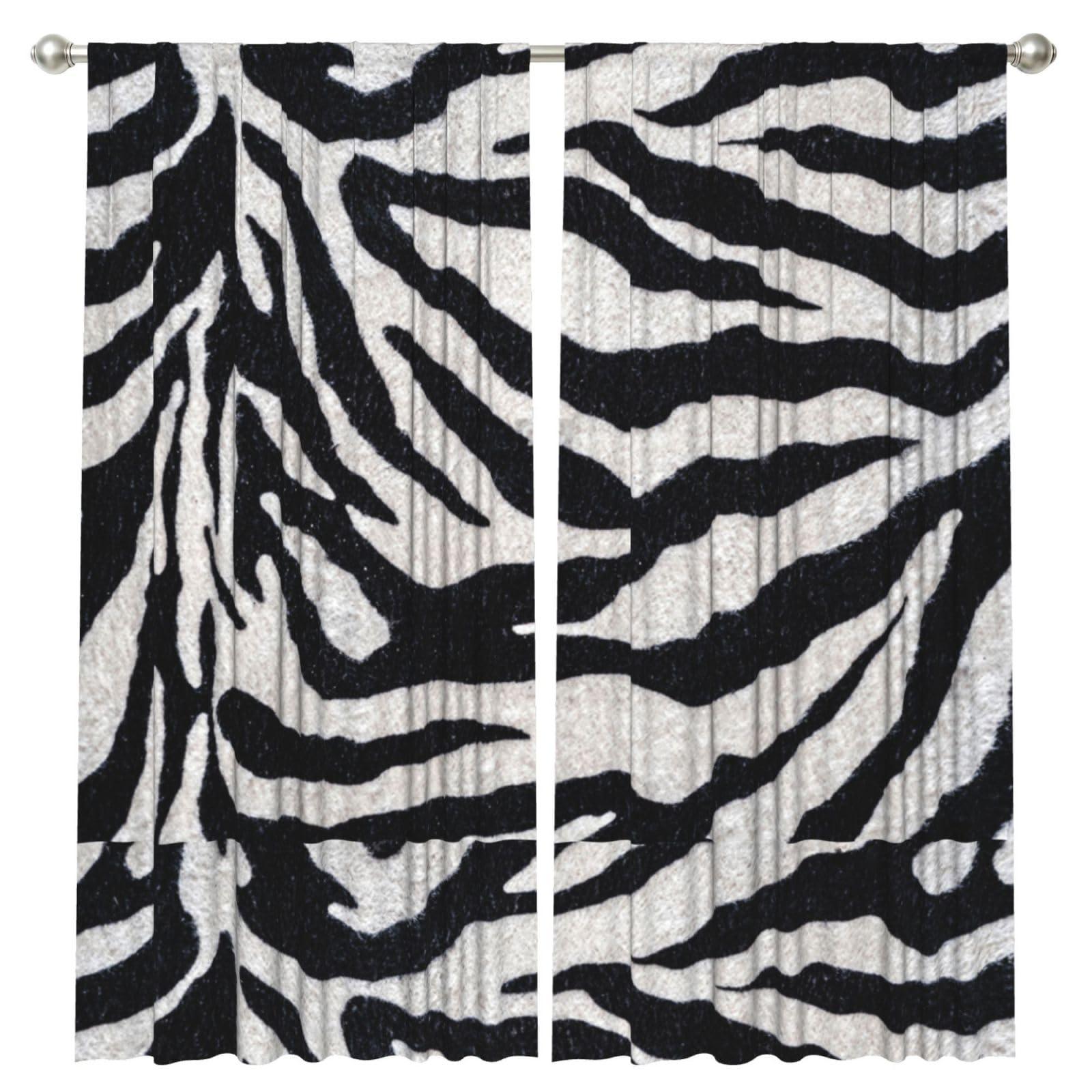 InOmak Zebra Fur Texture, 2 Panels Window Curtains 52 x 84 Inch Blackout Curtains for Living Room Bedroom