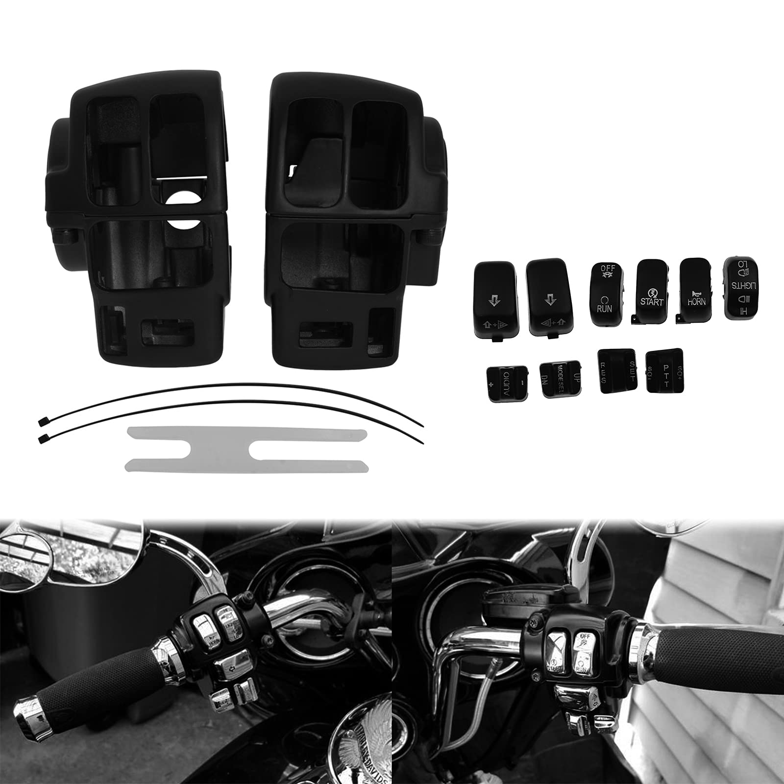 HDBUBALUS Handlebar Switch Housing Cover Case Switch Housing Caps Fit for Harley Touring Road King Tri Electra Glide 1996-2013 Black