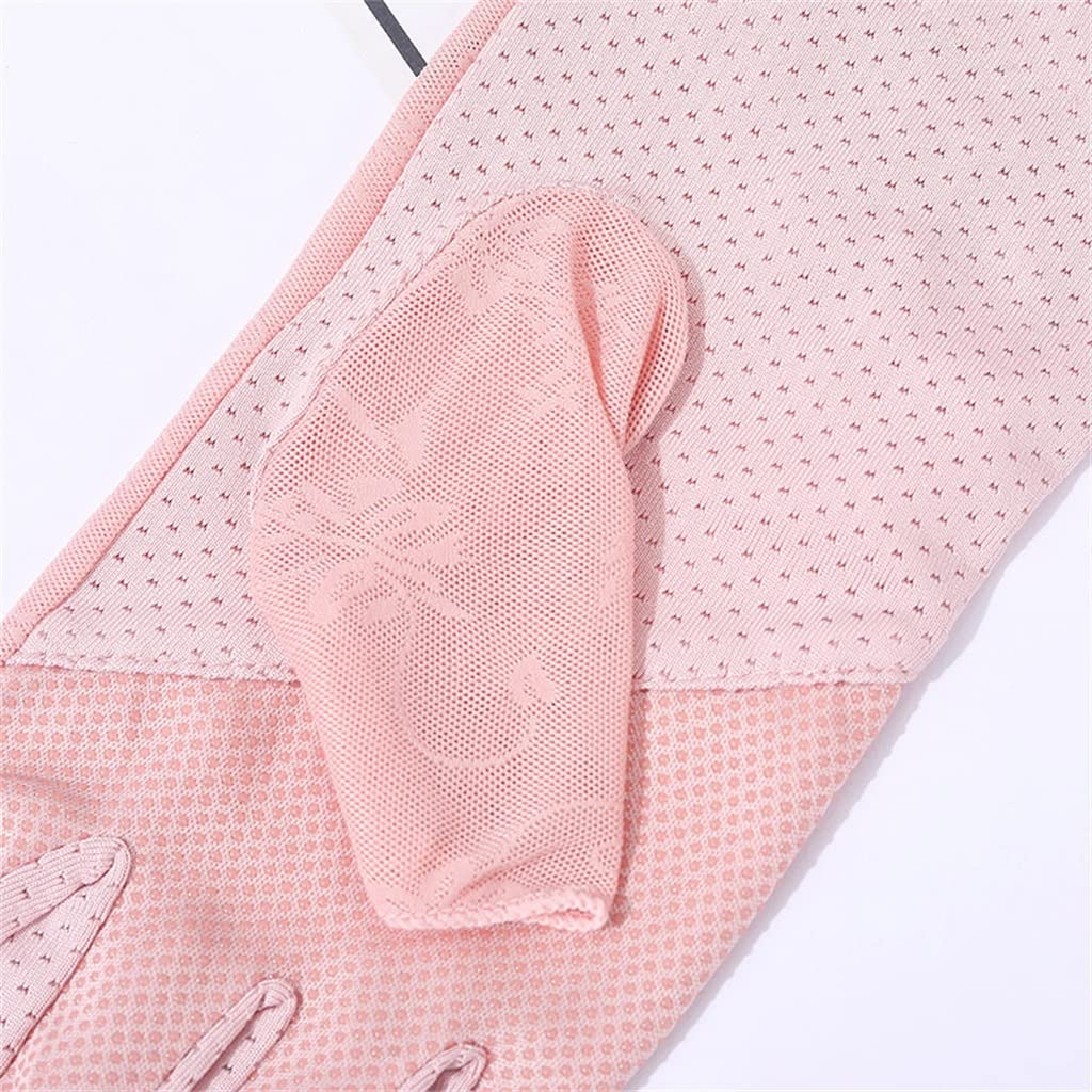 Guantes de Seda de Hielo sin Dedo de Hielo Delgado Encaje de Verano de Mujeres Transpirable Conductor de conducción táctil Medio Dedo Primavera(1-Pack)