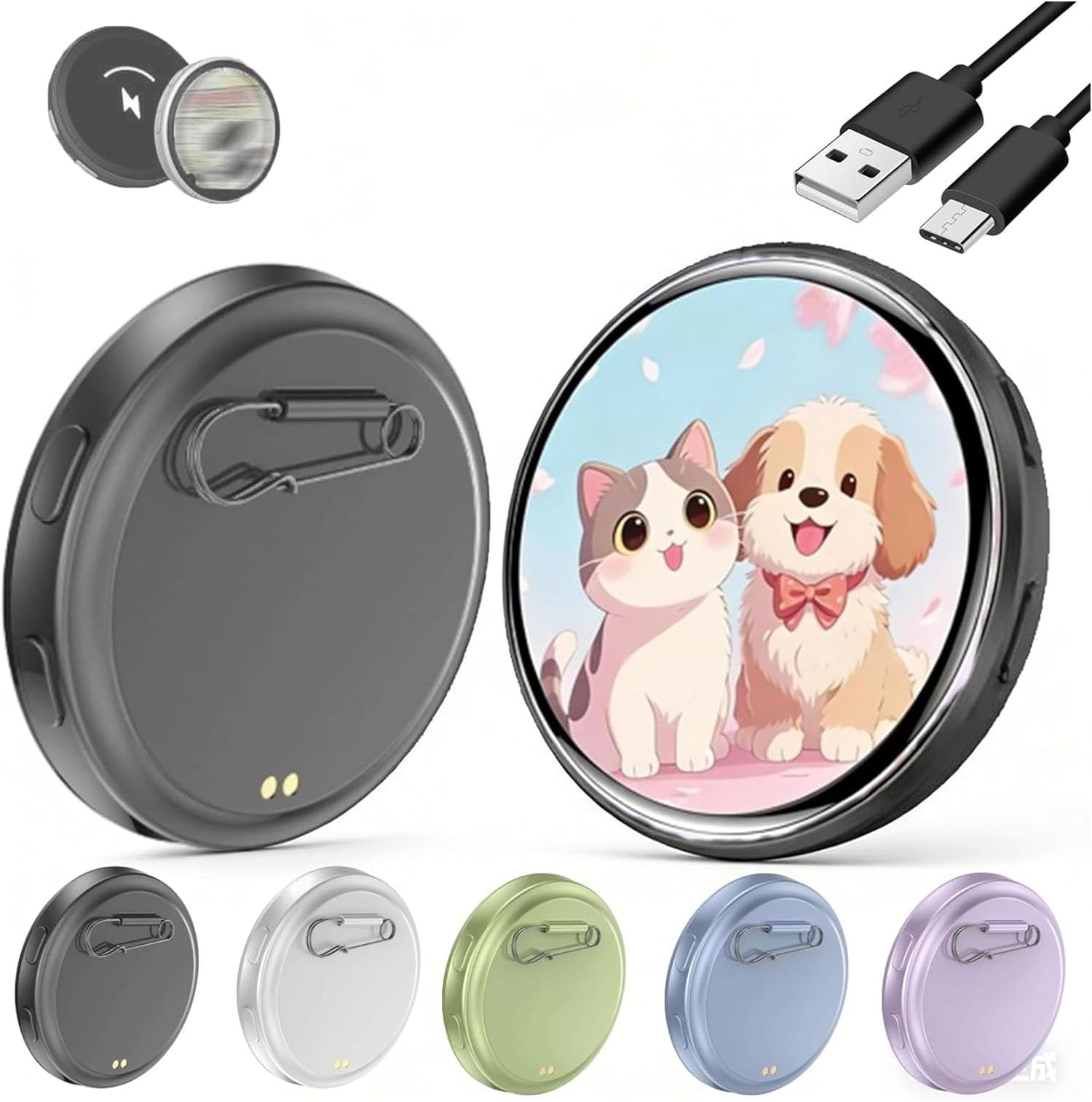2026 New Electronic Badge Digital Display Pin, with 1.7'' IPS Touch Screen,Digital Badge Photo Video,Customizable Photo Slideshow & Video Display,Bluetooth App Control,for Backpack Bag (Black)