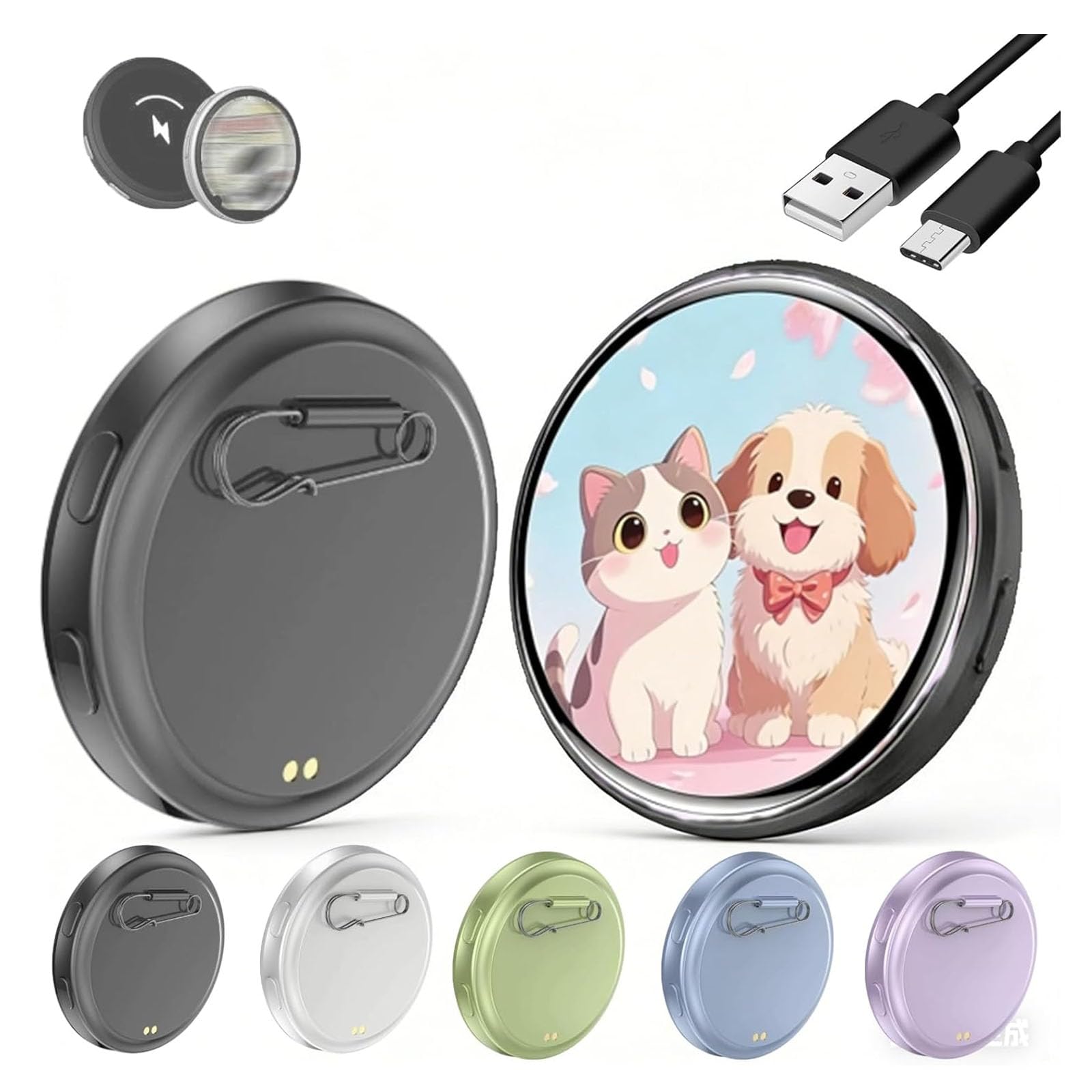 2026 New Electronic Badge Digital Display Pin, with 1.7'' IPS Touch Screen,Digital Badge Photo Video,Customizable Photo Slideshow & Video Display,Bluetooth App Control,for Backpack Bag (Black)