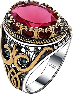 Genuine Solid 925 Sterling Silver Accented with Bronze and Stone, Authentic Vintage Turkish Ottoman Style Ring for Men