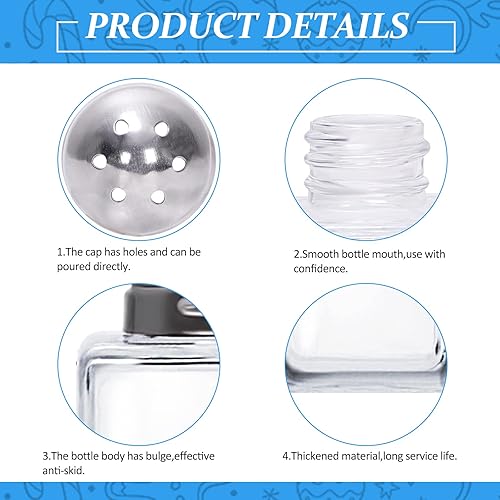 Miniatura 3 de Whaline 30 mini saleros y pimenteros de vidrio con etiquetas, botella transparente, tarro de condimentos, cubo de vidrio, coctelera de especias para