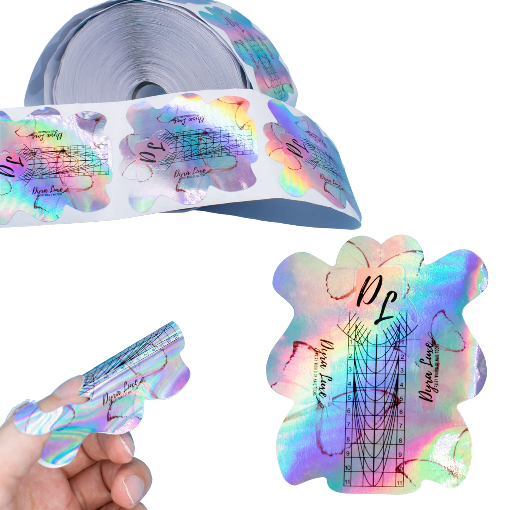 Dyra Luxe 500Pcs Nail Forms Roll | Pre Cut Sides XL Nail Extensions Forms For Biab Nail Builder Gel And For Acrylic Extensions | Nail Shaper Template Nail Forms Acrylic Nail/UV Gel Extension Forms