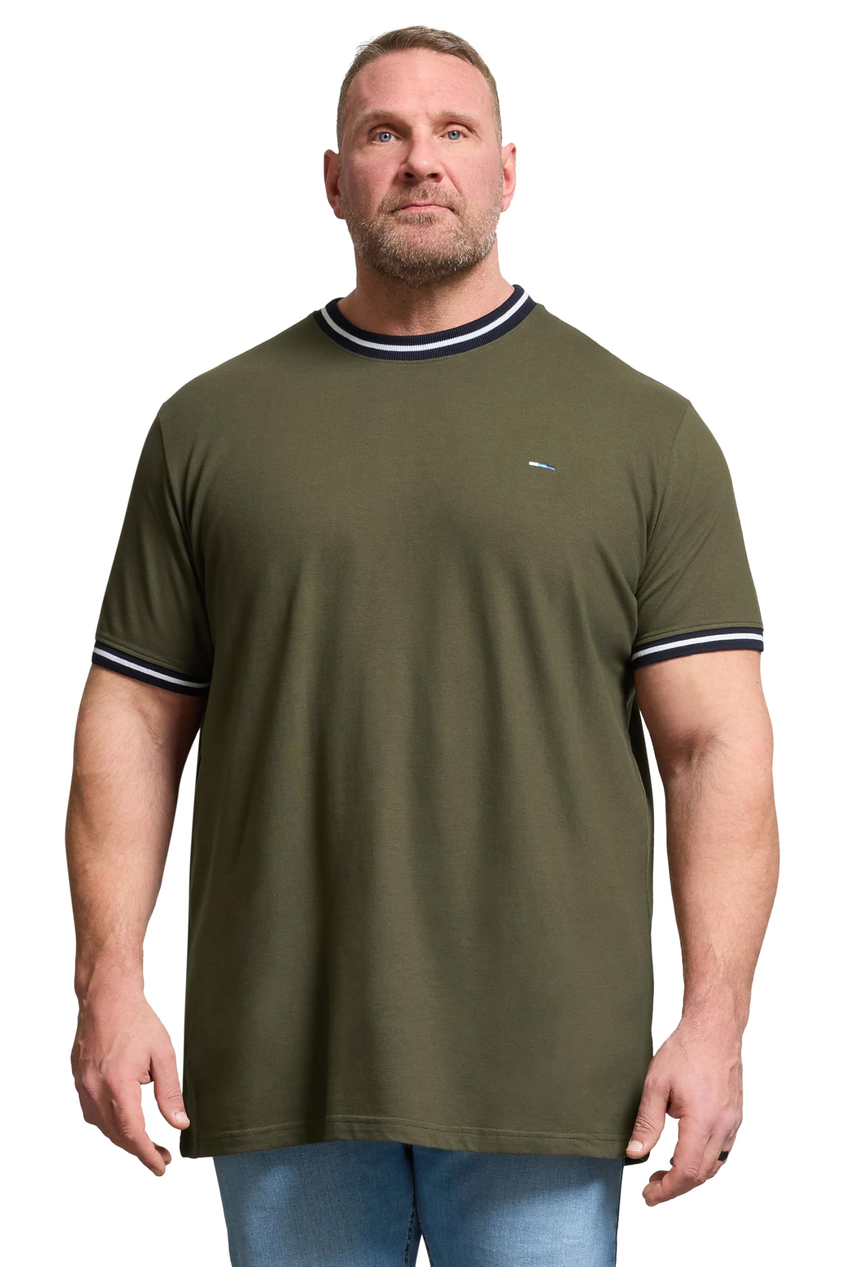 BadRhino Big & Tall Green Extra Long Pique Ringer T-Shirt - Men's - Plus Size Curve
