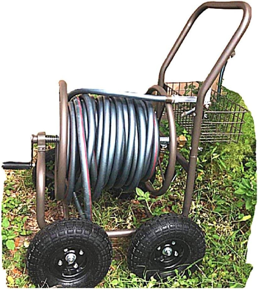 Heavy Duty Garden Hose 200 ft Metal Reel Cart 4 Wheels