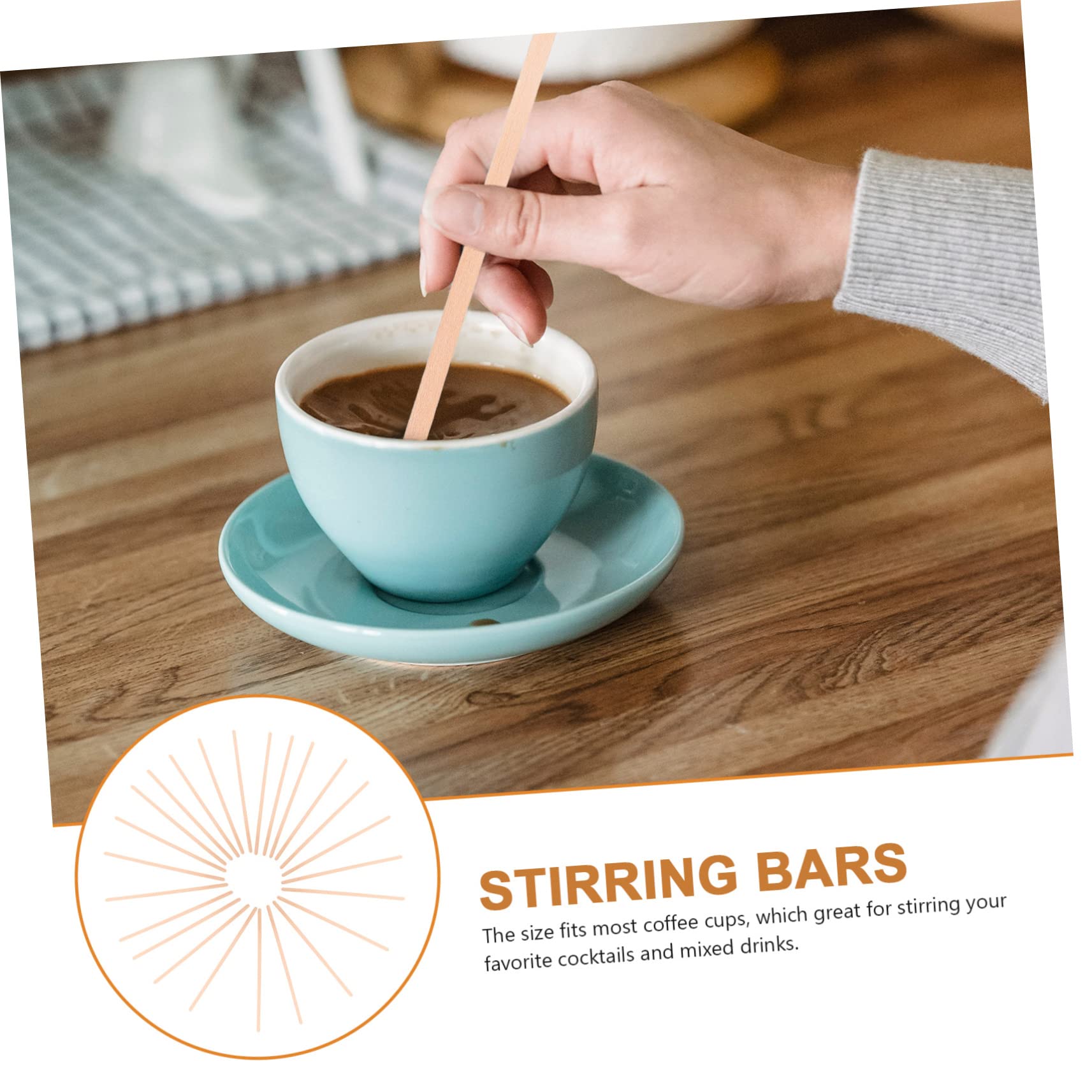 Cabilock Mixing Sticks Set 100pcs Wooden Stir Sticks Disposables for Coffee Iced Tea Smoothies Perfect for Parties