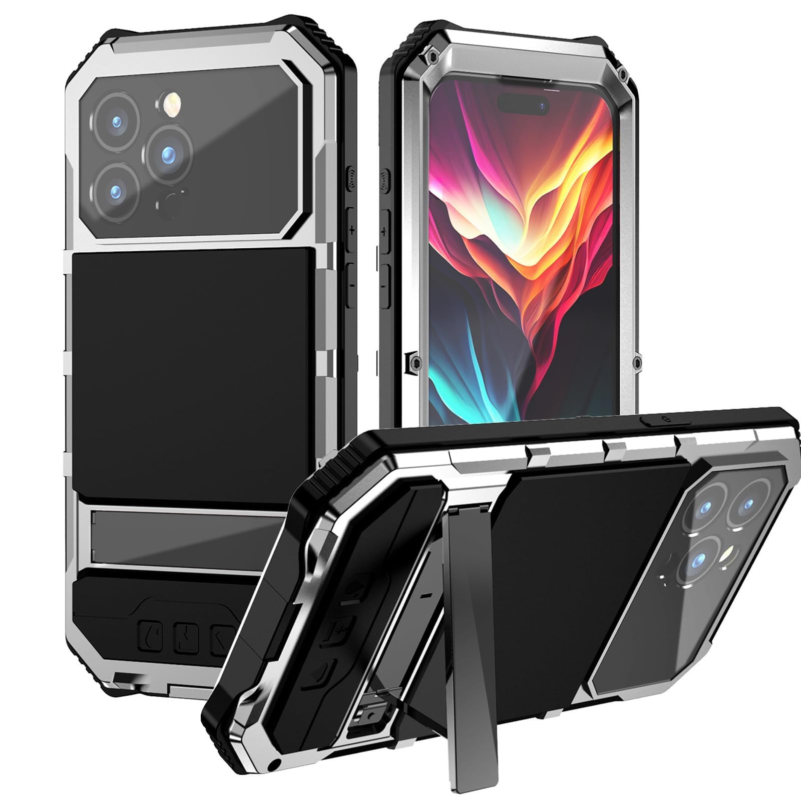 Coque en métal iPhone 15 antichoc robuste militaire avec protège écran - 8