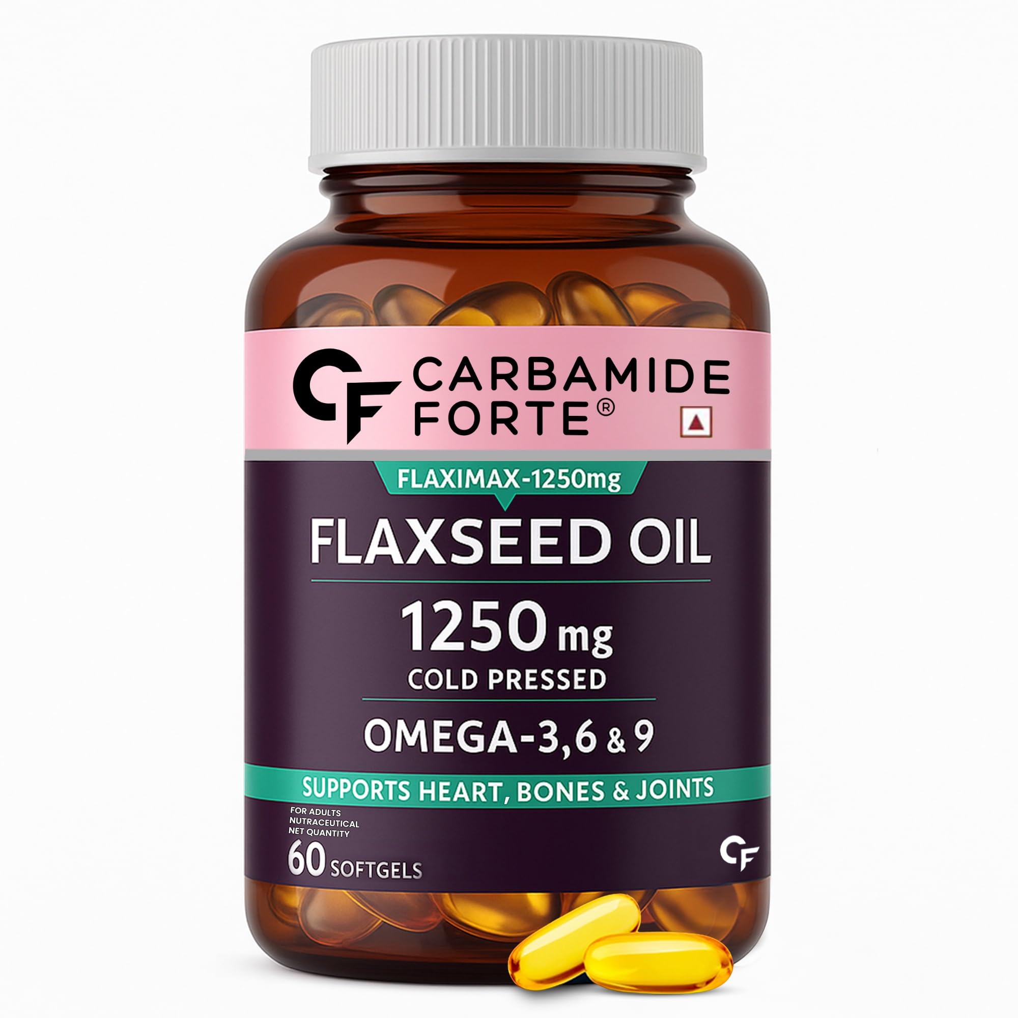 Cold Pressed Flaxseed Oil Omega 3 6 9 Capsules (1250mg) for Men and Women | Omega 3 Supplement | Omega 369 | Flaxseed Oil Omega3 Capsule | Omega Fatty Acid - 60 Capsules