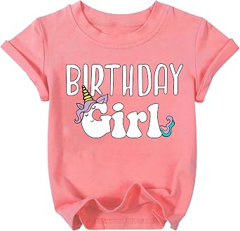 Birthday Girl Shirt Toddler Kid Birthday Graphic Tee 4-12 Years | Girls Cowgirl Shirt,Tie Dye Birthday Tee,Toddler Birth Gifts,Birthday Shirt Girl,Casual Daily Tops,Bow Graphic Tees