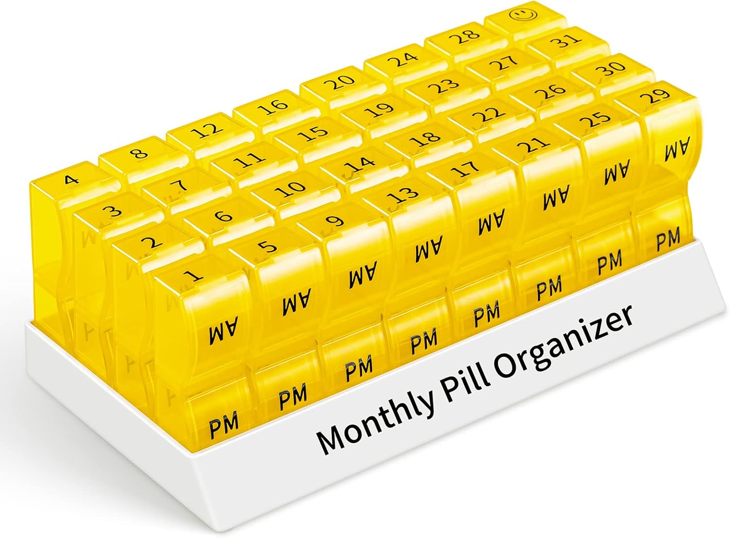 Monthly Pill Organizer 2 Times a Day, One Month Pill Box AM