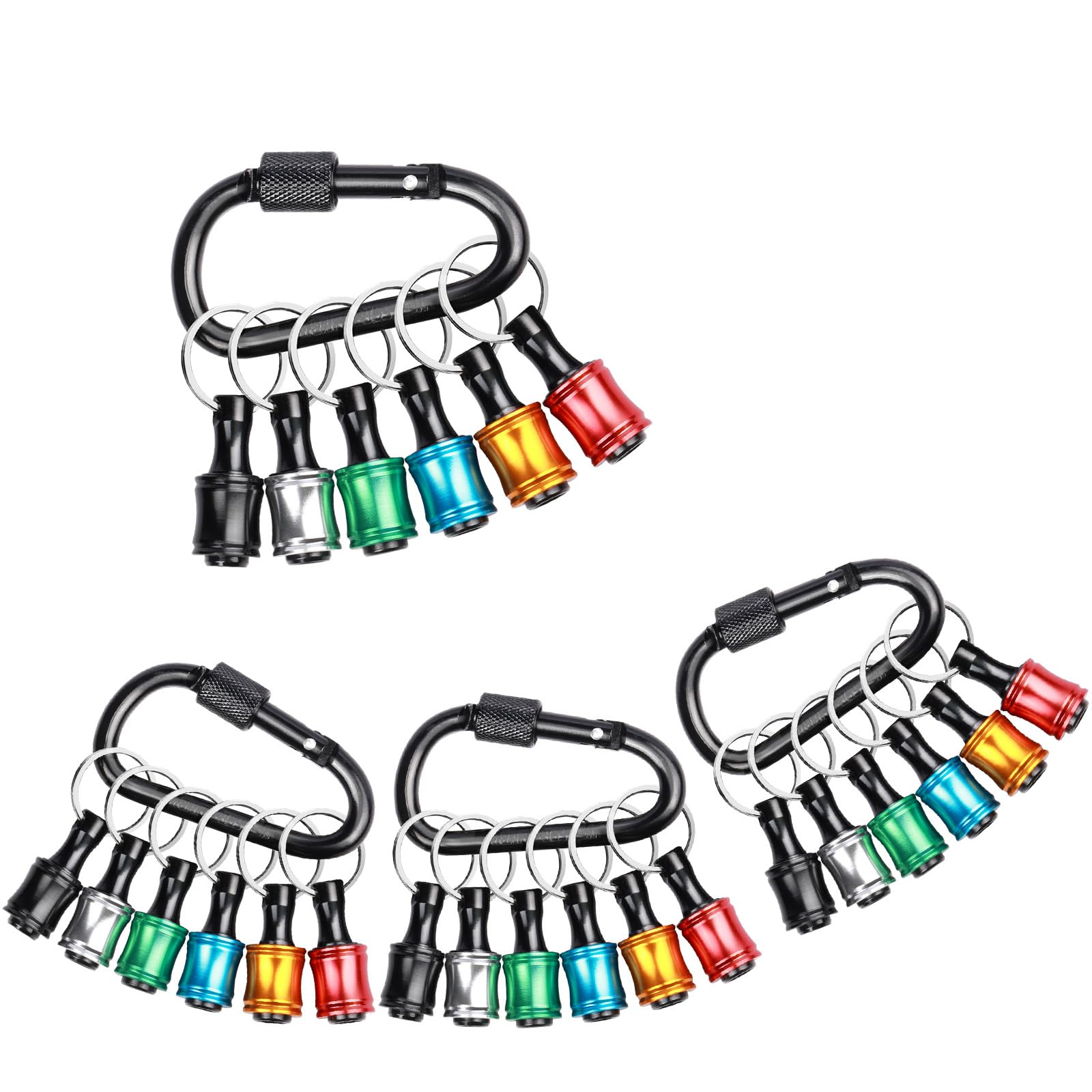 Sopclane 24PCS 1/4 Hex Shank Drill Bit Holder Keychain Extension Bar Quick Release Bit Holders for Impact Driver Drill Bit, Screwdriver Bit Holder,