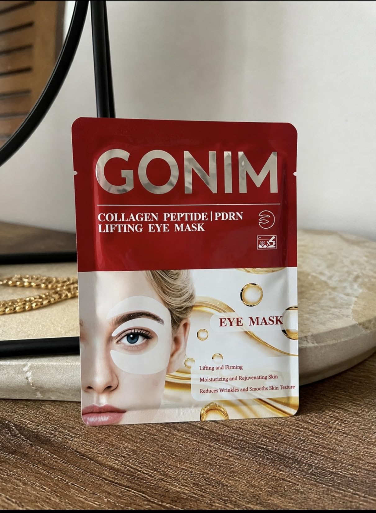 GONIM Under Eye Patches 360° Fit, Eye Mask with Collagen Peptide, Salmon DNA PDRN, Caffeine,Retinol & Niacinamide, PDRN Eye Patches for Puffy Eyes and Dark Circles, Hydrating 4 pairs