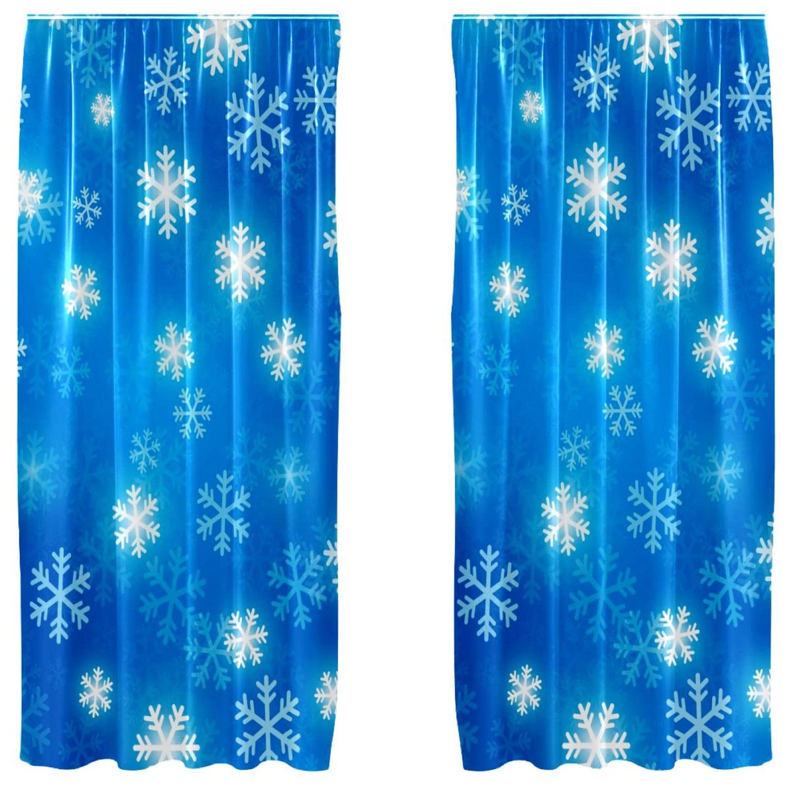 Cortinas de copos de nieve de Navidad en pack de 2 paneles de 55x84" para salón y dormitorio