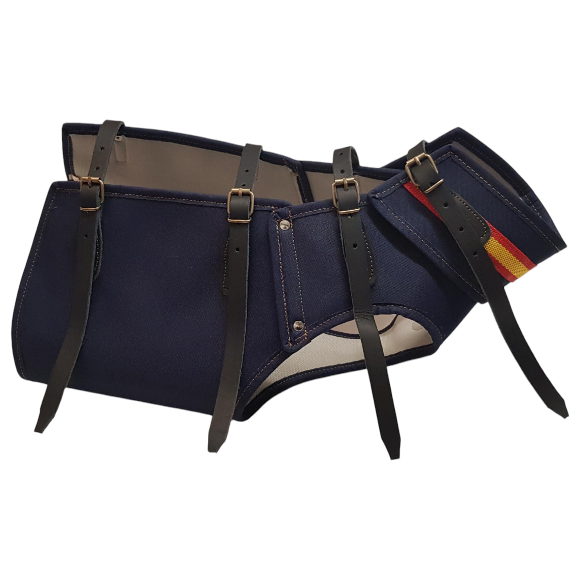 Chaleco Protector para Perros de Caza, contra embestida de jabalí, Azul Marino con Bandera España, Ajustable con Hebillas (Large-Diametro Pecho 55 a 60 cm)