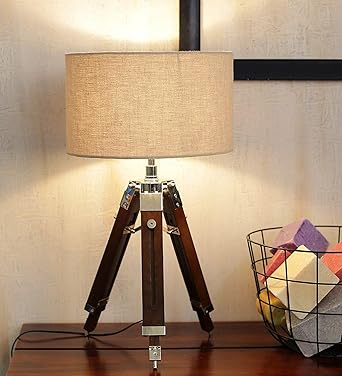 BEVERLY STUDIO 12 INCHES Beige Shade Tripod Table LAMP