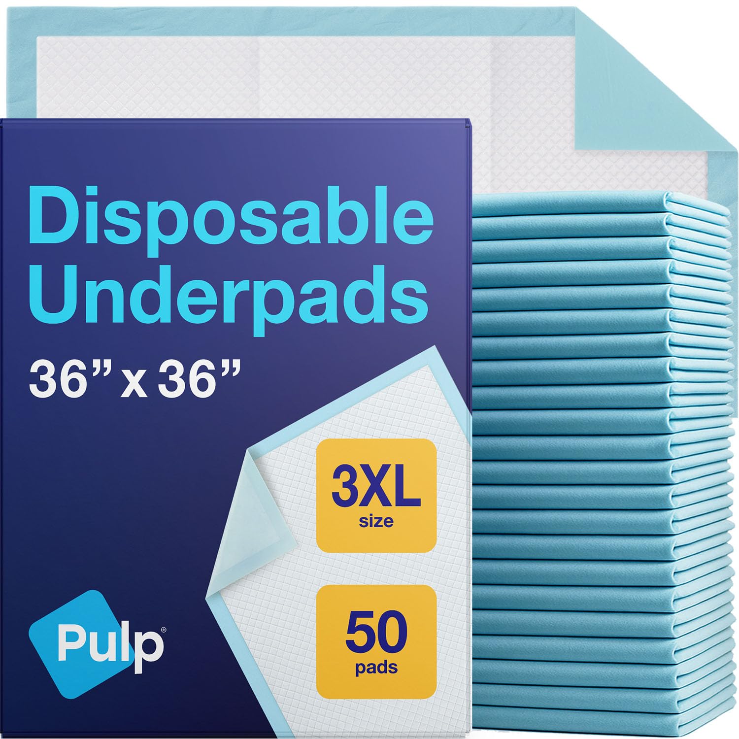 50 x PULP Incontinence Underpads 36 x 36 XXXL Bed Pads Disposable Adult Super Absorbency Chux Pads for