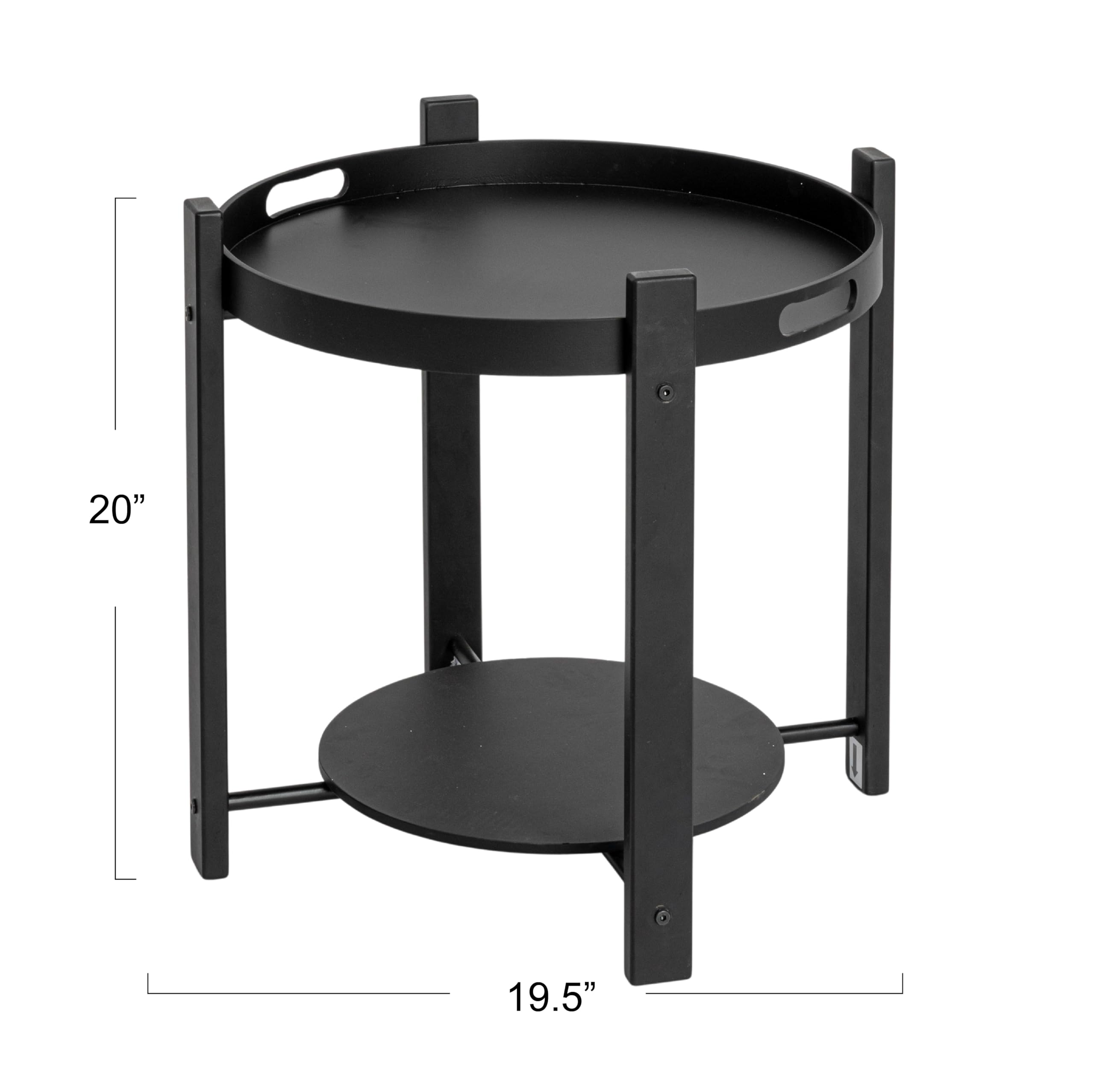 Creative Co-Op Chic Fir Wood and Metal Tray Table, Black