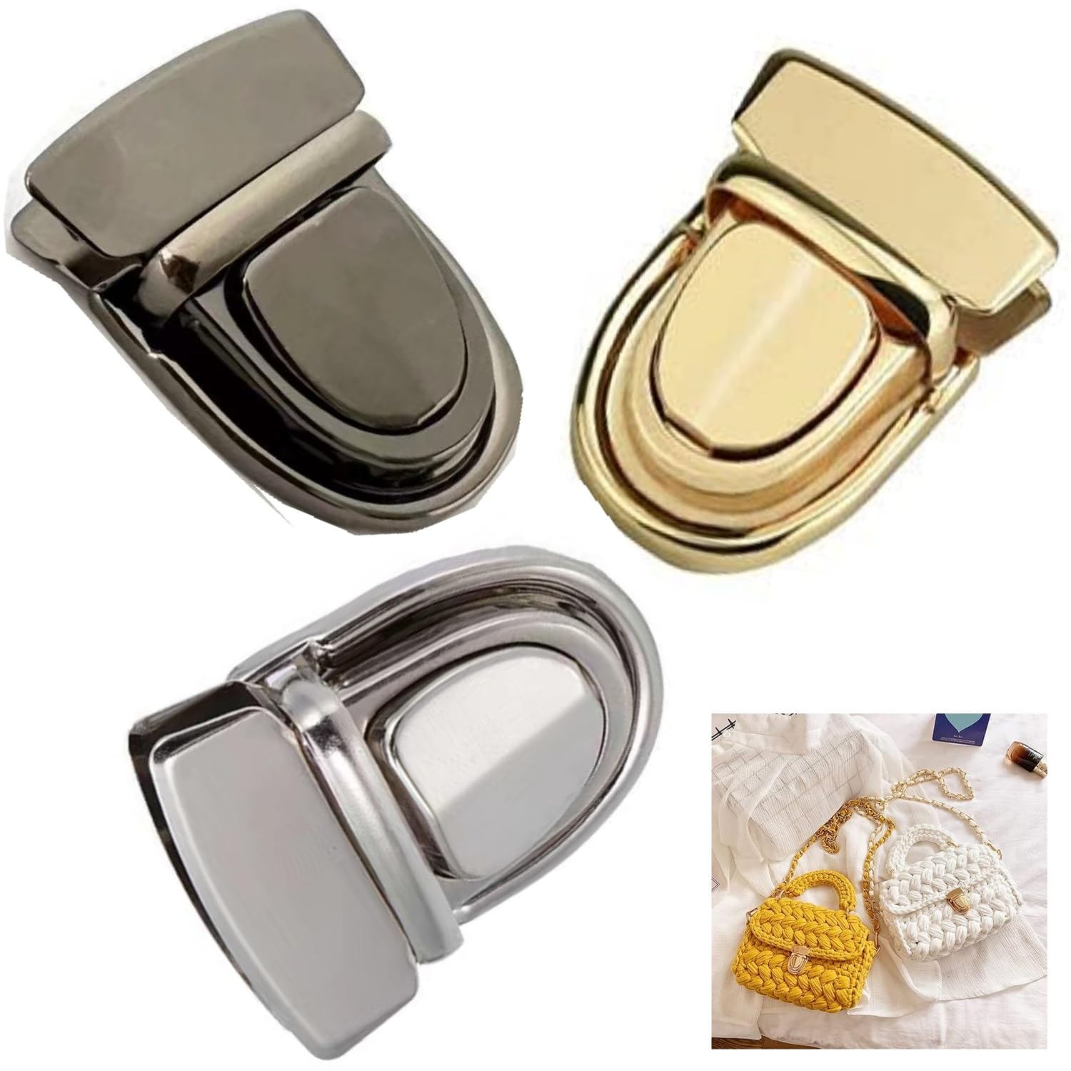 6 sztuk portfeli z zamknięciem obrotowym, zestaw 6 sztuk, portmonetka Push Lock, zamek wtykowy do kieszeni, zamknięcie kieszonkowe, do torebki skórzanej, torebki typu "zrób to sam"