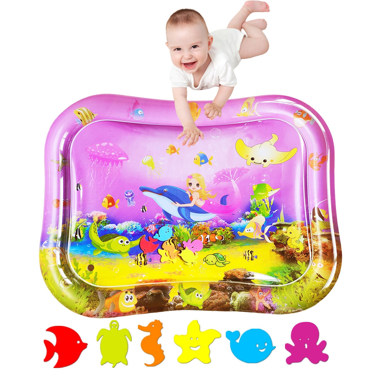 Big Water mat for Baby,Tummy time Water mat, Baby Toys 3-36 Months, Fun Early Development Activity Play Center for Newborn,100x80cm